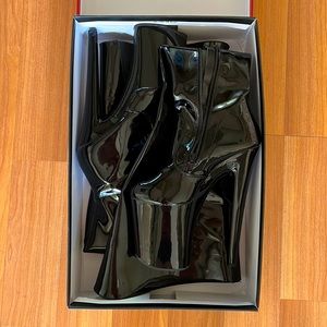 Pleaser 8 inch black over the knee platform heels